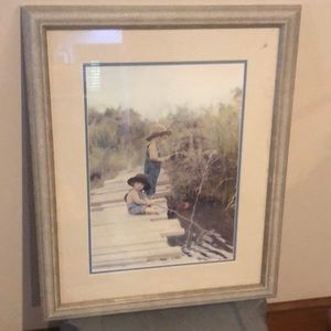 Framed art kids fishing